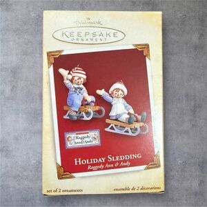 Hallmark Classic Raggedy Ann & Andy Holiday Sledding Keepsake Ornament